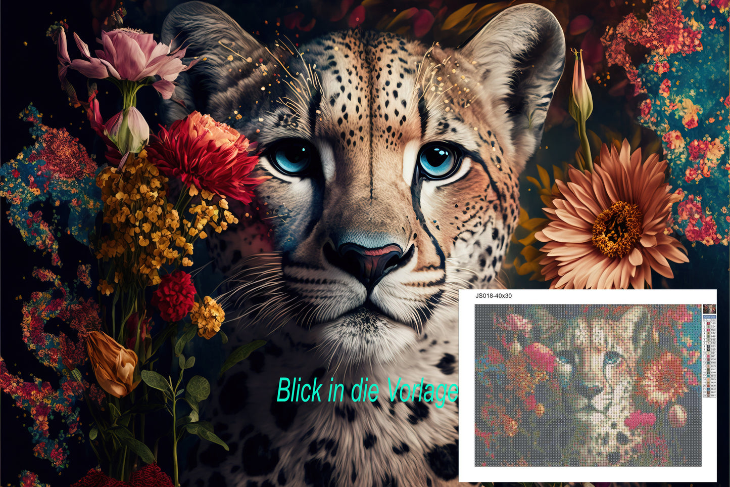 Diamond Painting Kit Wildkatze Leopard im Dschungel 40x30