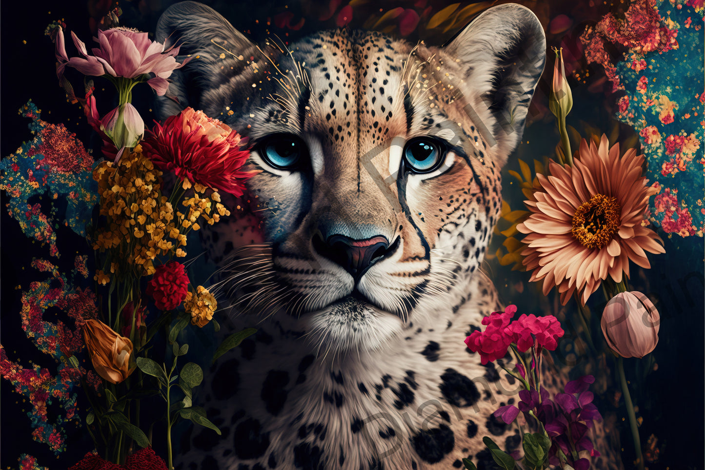 Diamond Painting Kit Wildkatze Leopard im Dschungel 40x30