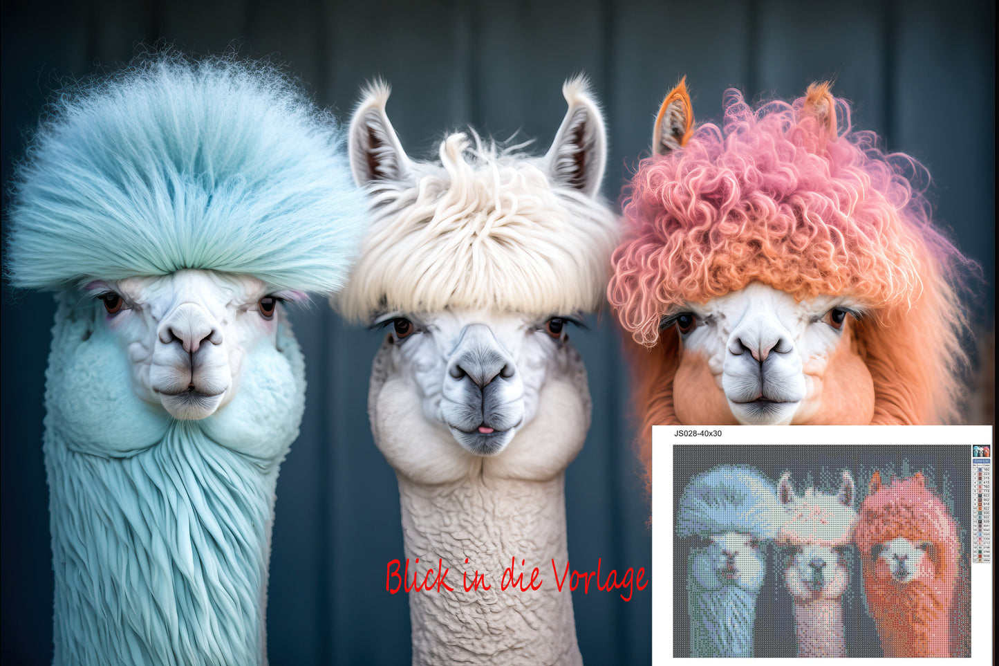 Diamond Painting Kit Bunte Alpakas Lamas bunt 40x30