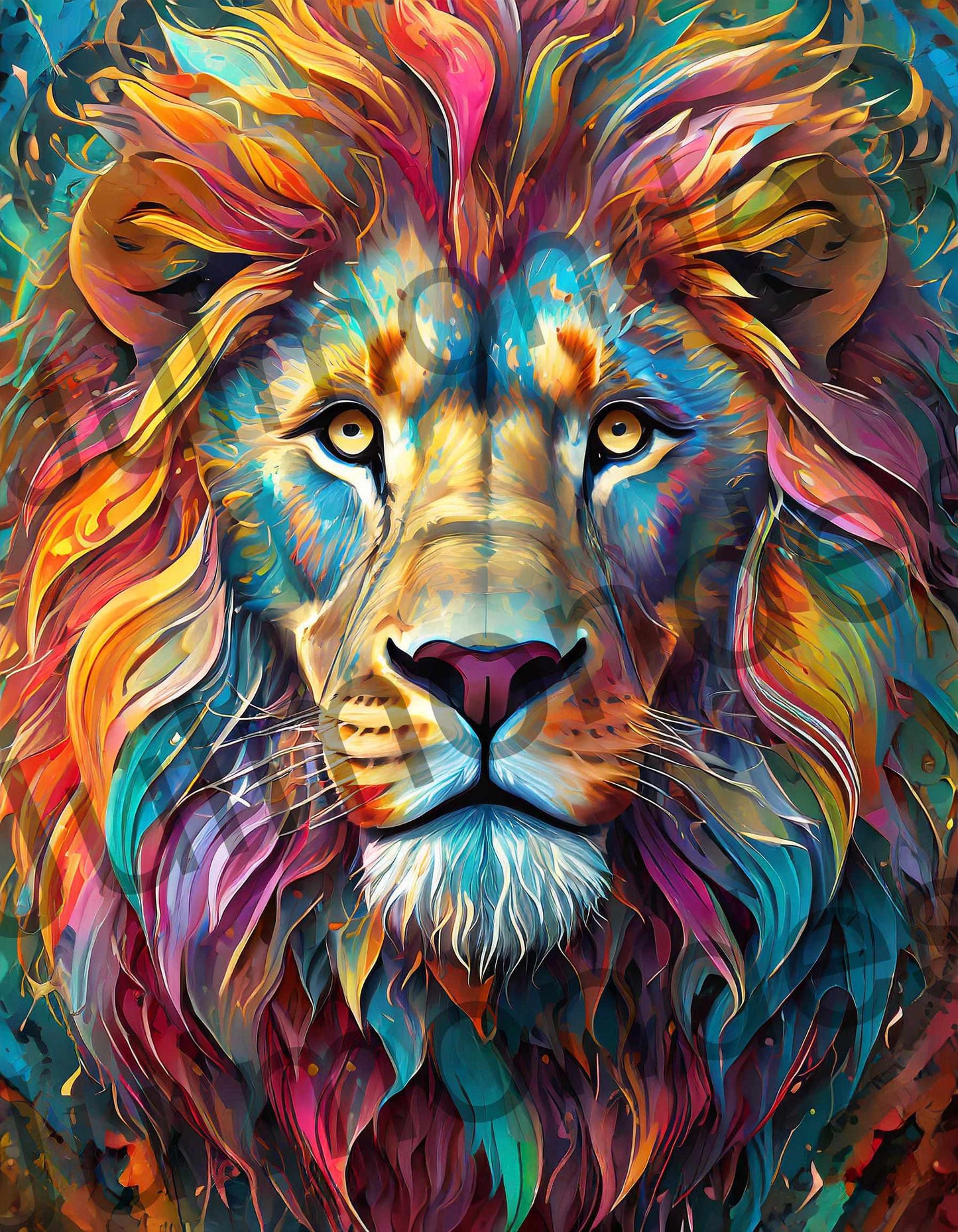 Diamond Painting Kit 30x40 Bunter Löwe