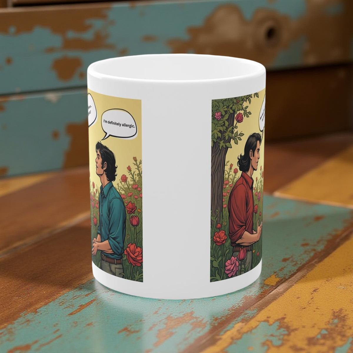 Art Mug Blumengespräche Philosophen Tassen Artwork Are We flowers or just guests? I am definitely allergic Geschenkidee