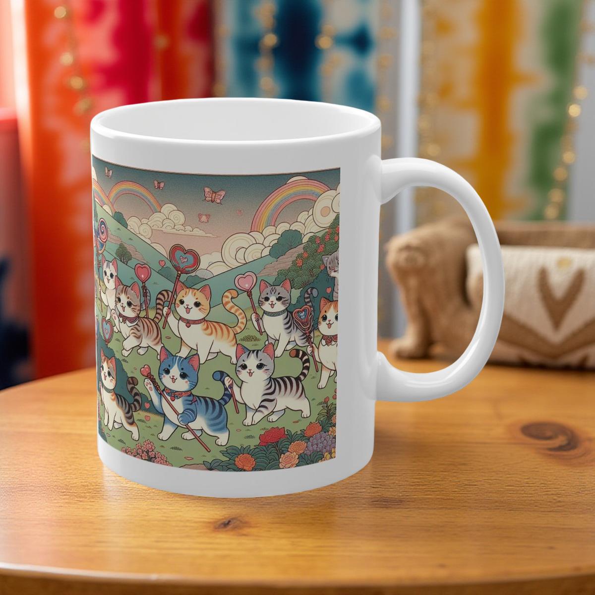 Magical Cats with Wands - Rainbow Flower Garden Cute Anime Magic Gift Idea