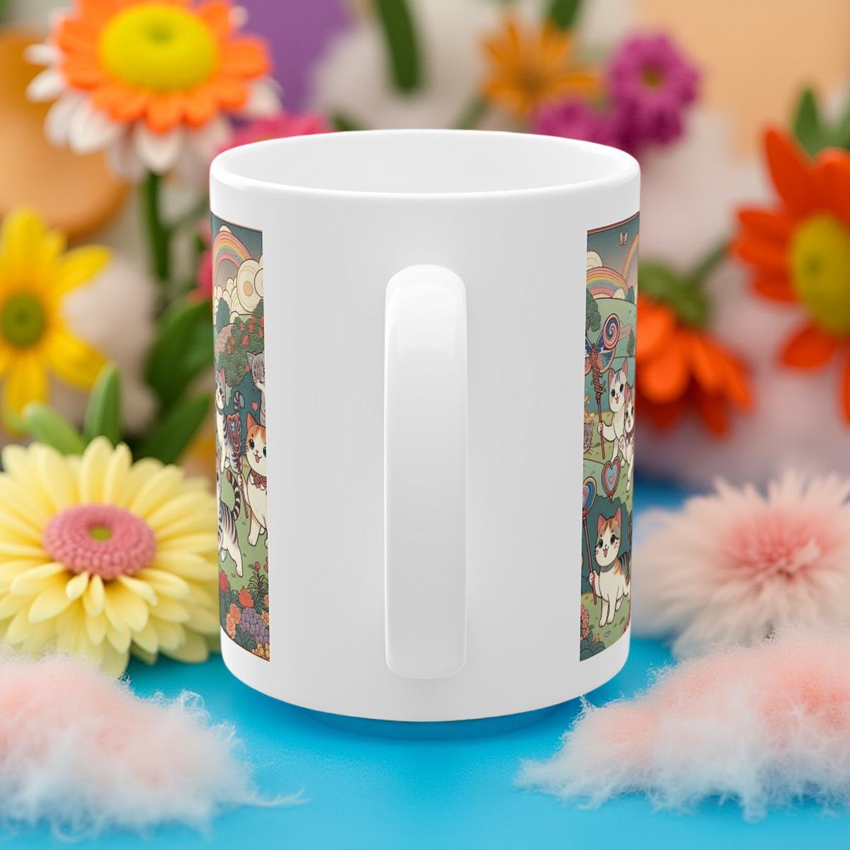 Magical Cats with Wands - Rainbow Flower Garden Cute Anime Magic Gift Idea
