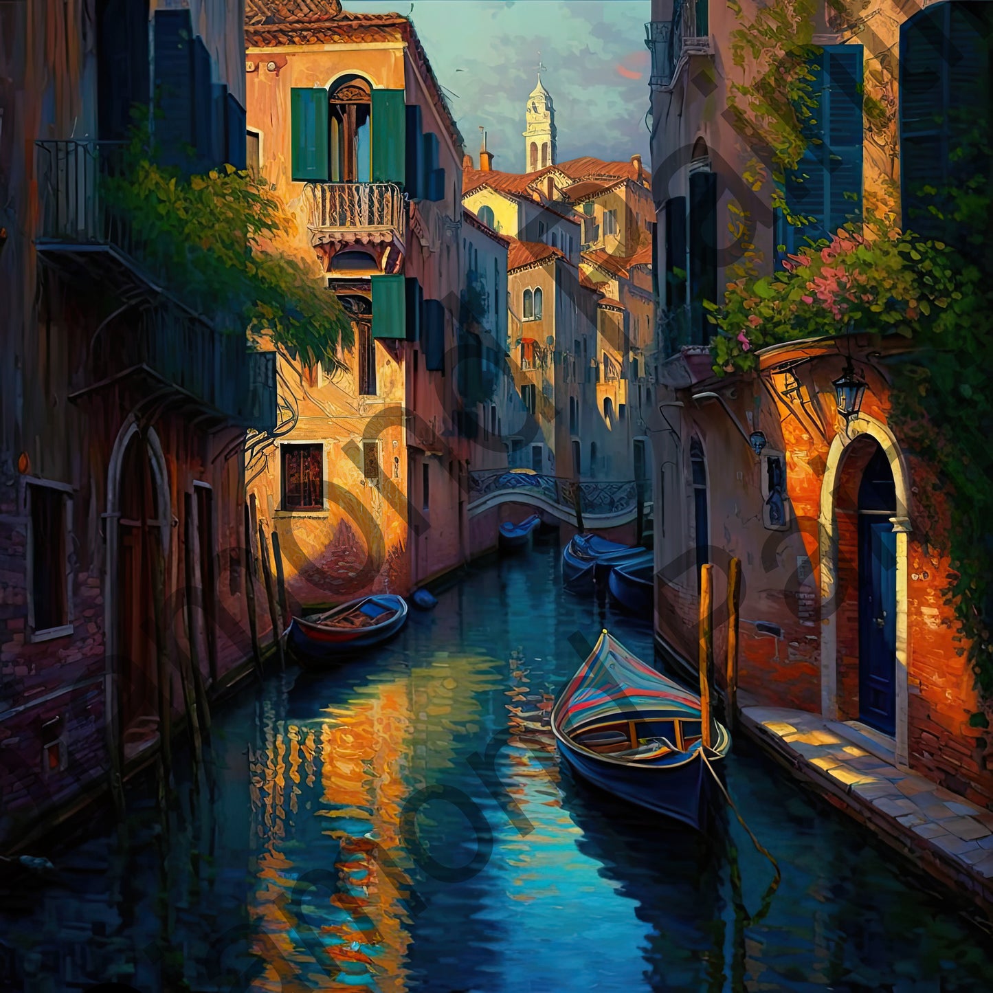 Diamond Painting Kit 40x30 cm Venedig am Abend Eckige Steinchen